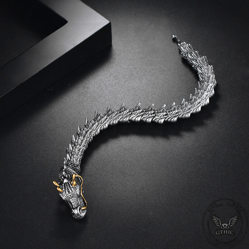 Vintage Oriental Dragon Stainless Steel Bracelet