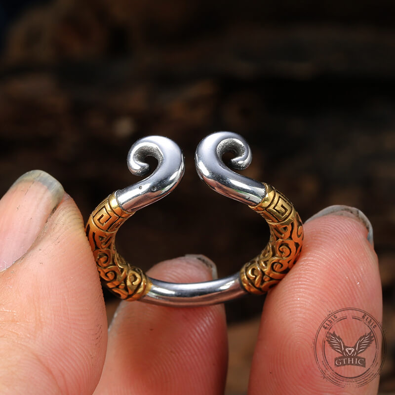 Vintage Pattern Wukong Tightening Curse Stainless Steel Open Ring