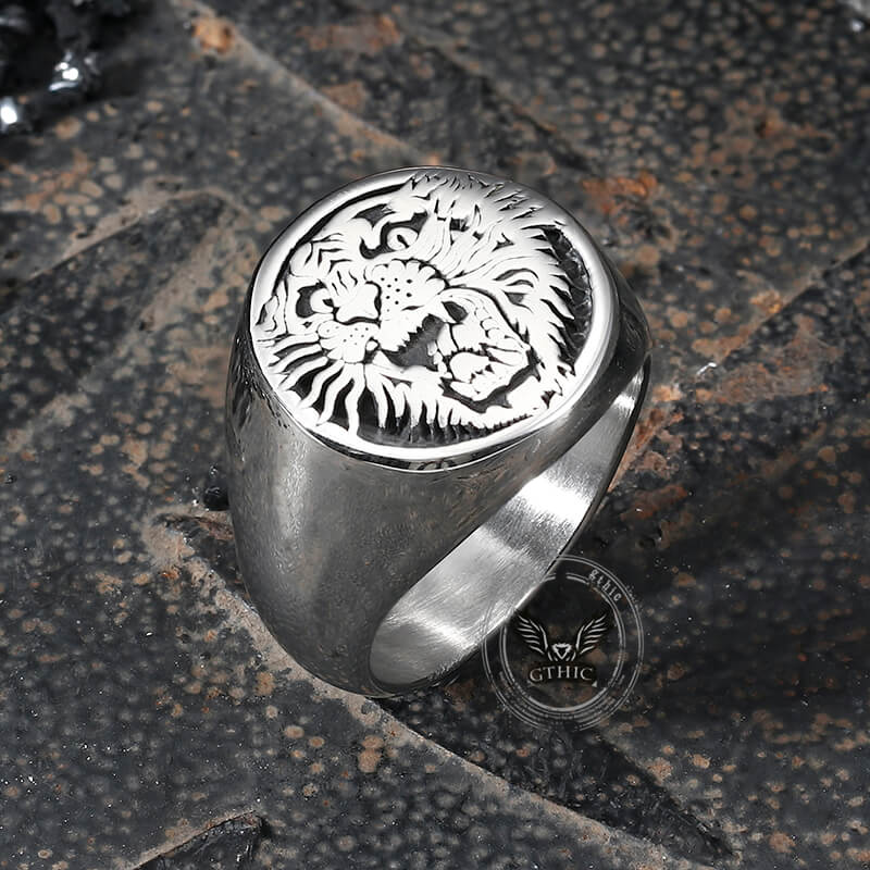 Vintage Roaring Tiger Head Stainless Steel Ring