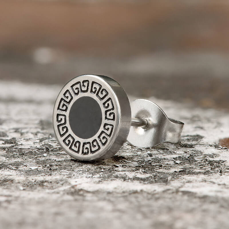 Vintage Roman Numeral Stainless Steel Stud Earrings