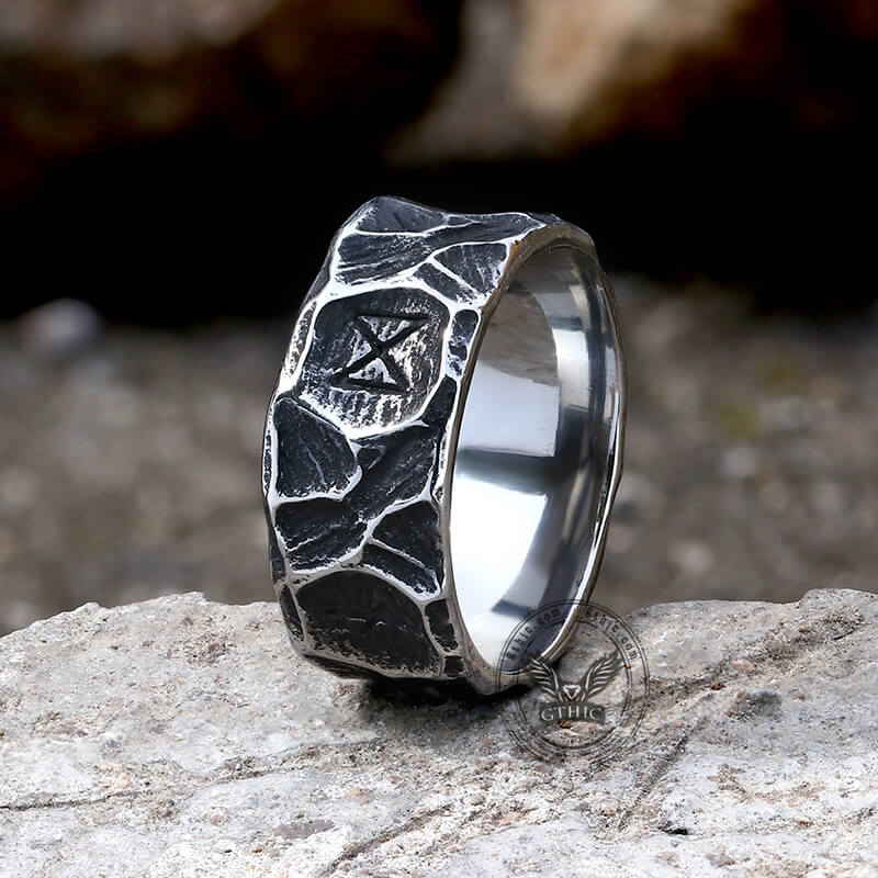 Vintage Runes Stainless Steel Viking Ring
