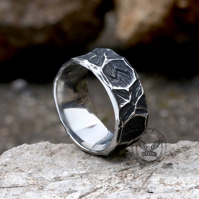 Vintage Runes Stainless Steel Viking Ring
