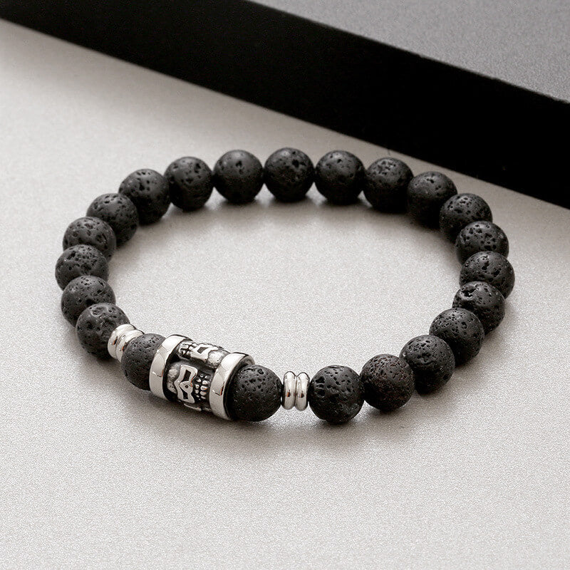 Vintage Skull Pattern Natural Stone Bracelet