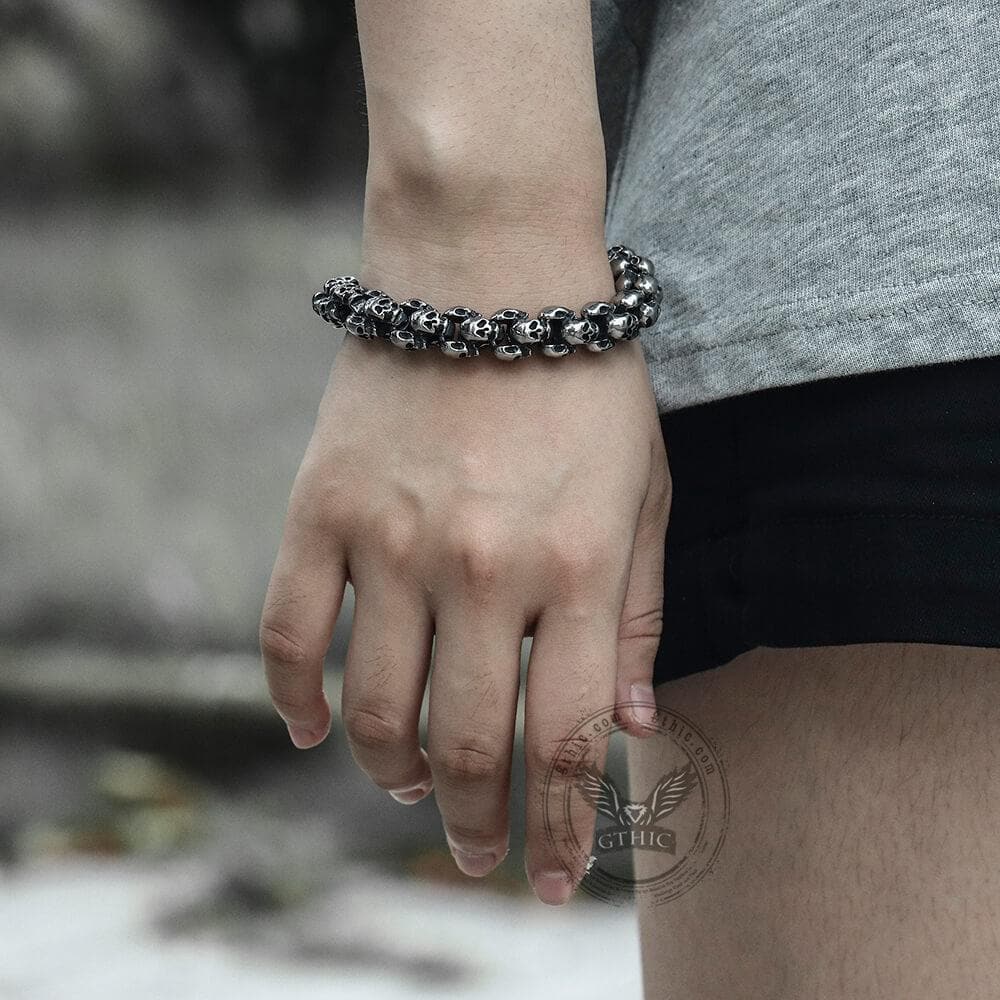Vintage Stainless Steel Skull Bracelet