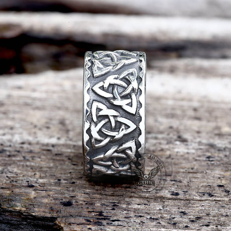 Vintage Surrounded Celtic Knot Stainless Steel Viking Ring