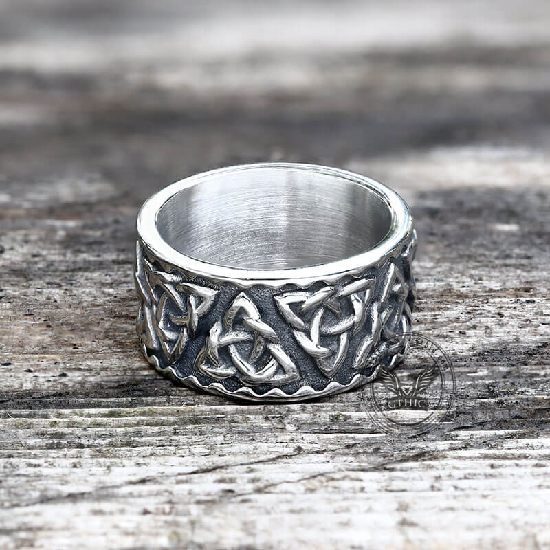 Vintage Surrounded Celtic Knot Stainless Steel Viking Ring