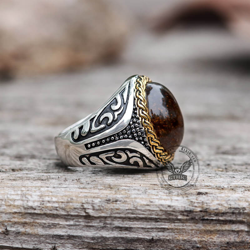 Vintage Tiger Eye Stainless Steel Gemstone Ring