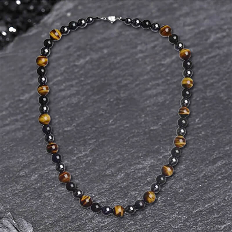 Vintage Tiger Eye Stone Men’s Bead Necklace