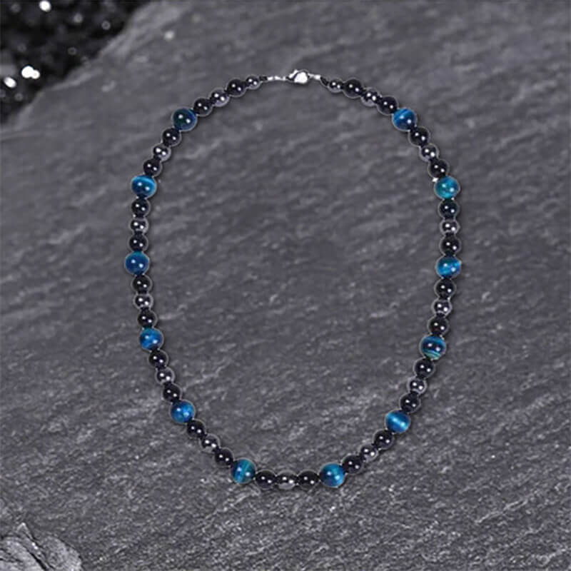 Vintage Tiger Eye Stone Men’s Bead Necklace