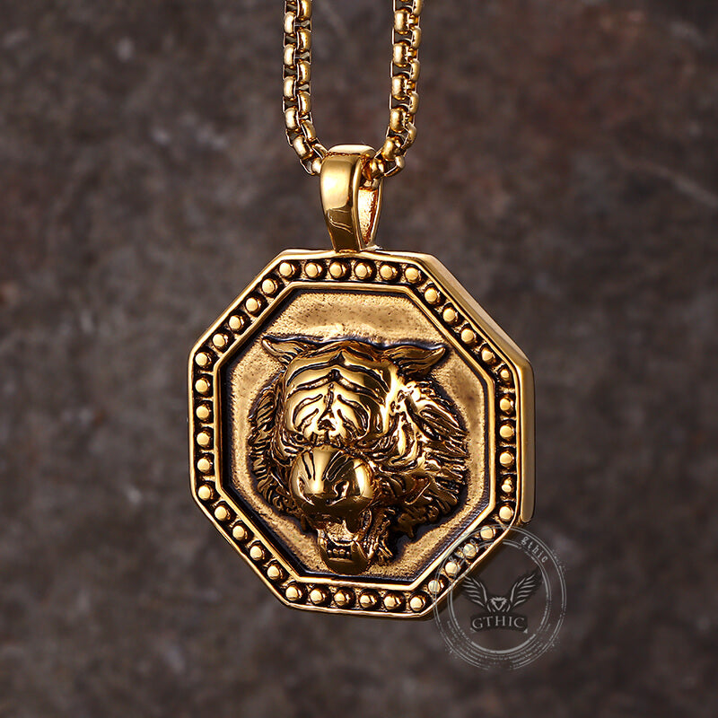 Vintage Tiger Head Stainless Steel Pendant