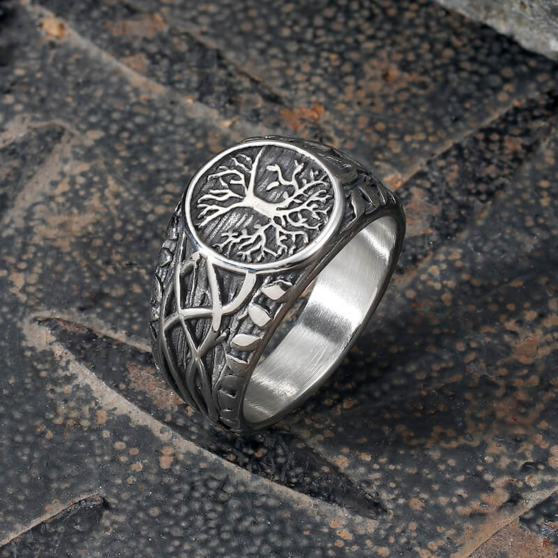 Vintage Viking Tree of Life Vine Stainless Steel Ring