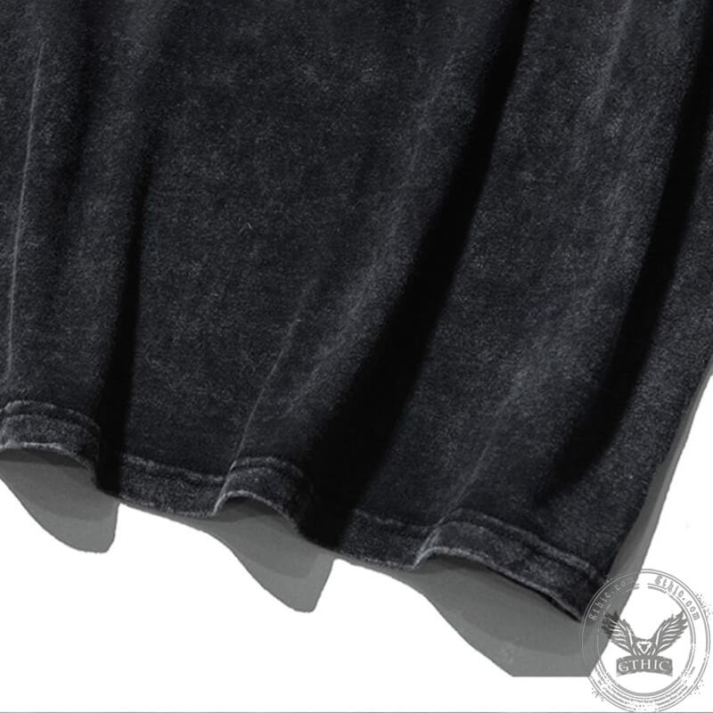 Vintage Washed Flower Skull Print T-shirt