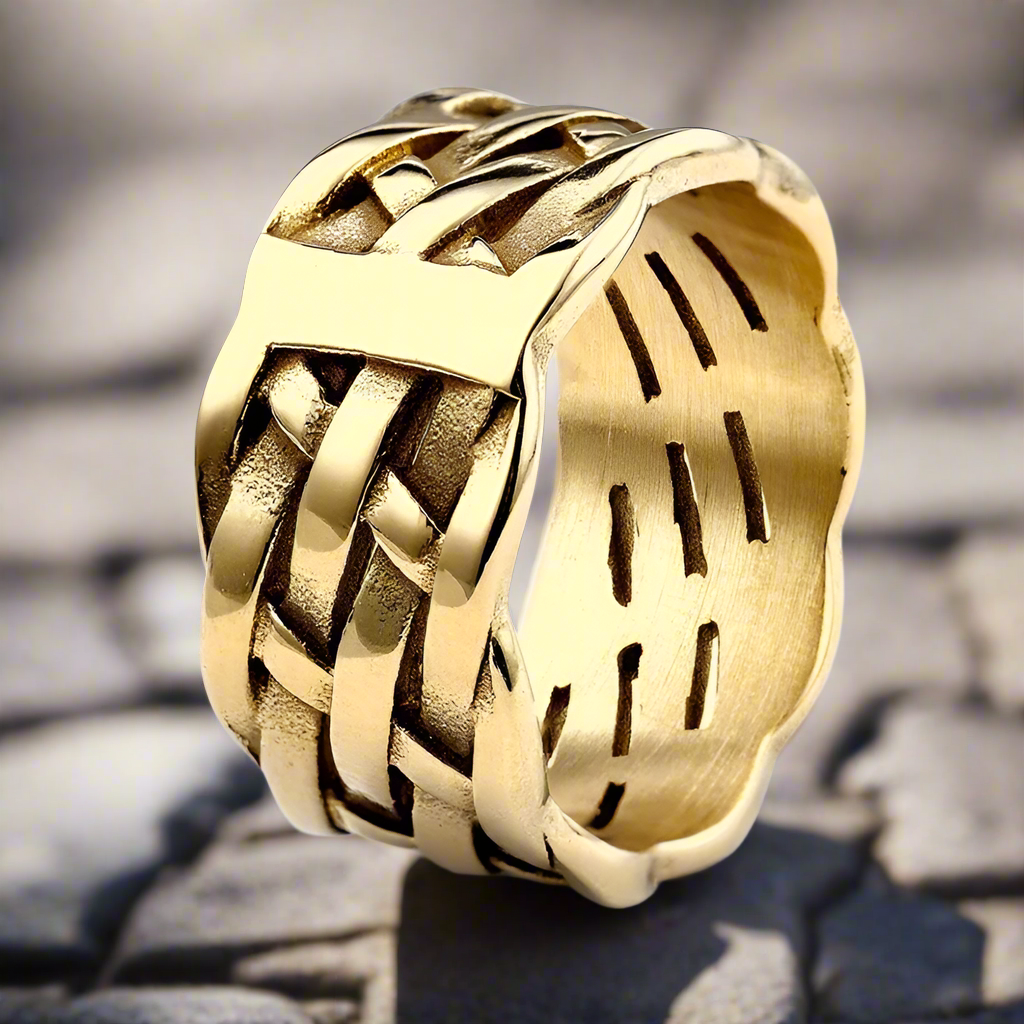 Vintage Weave Pattern Stainless Steel Ring