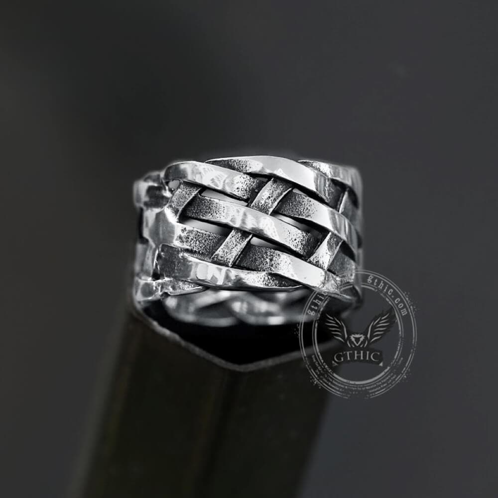 Vintage Weave Pattern Stainless Steel Ring