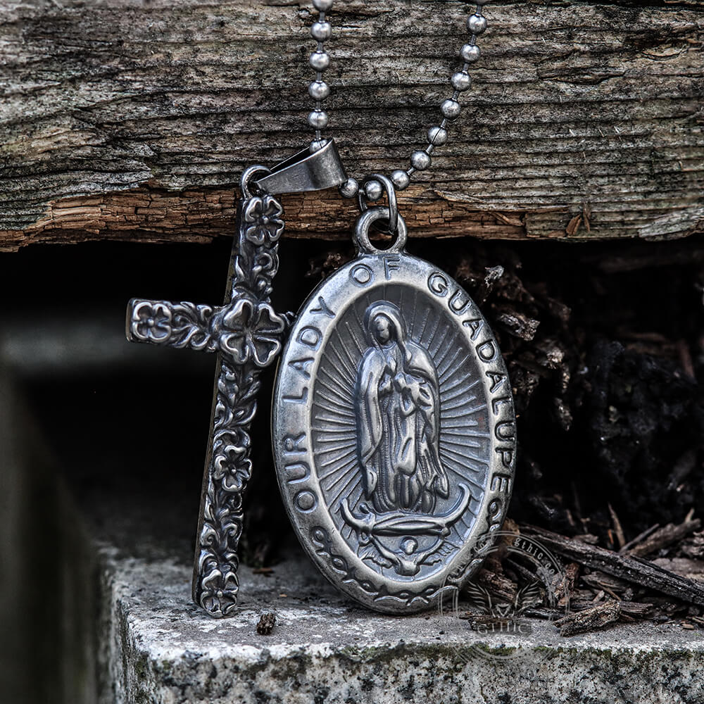 Virgin Mary Cross Stainless Steel Pendant