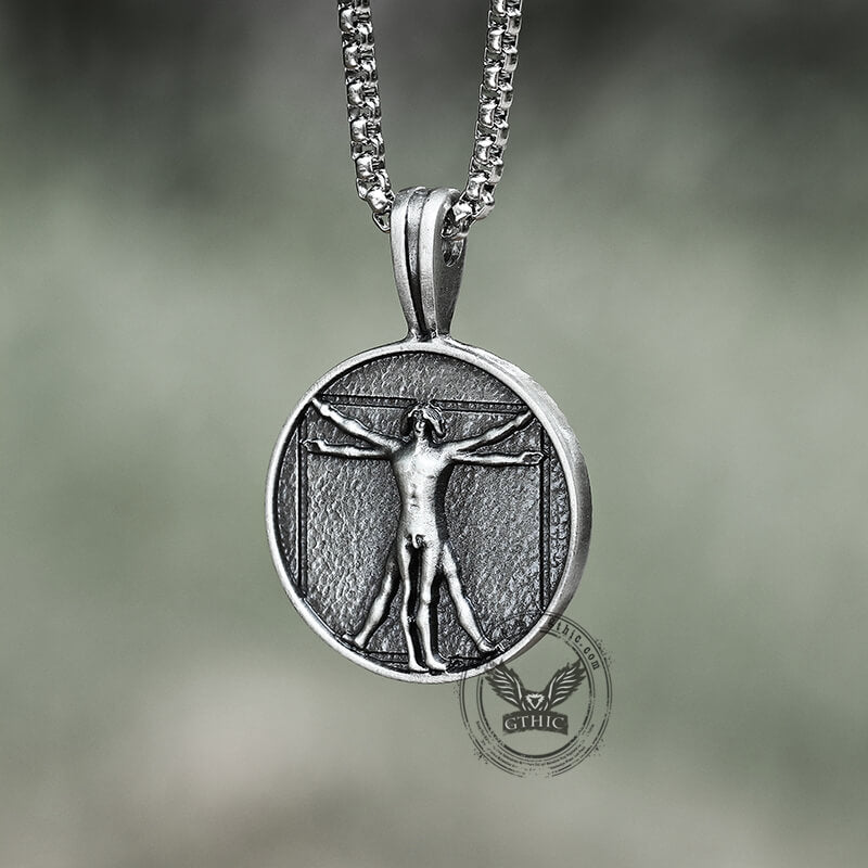 Vitruvius Man Pure Tin Necklace