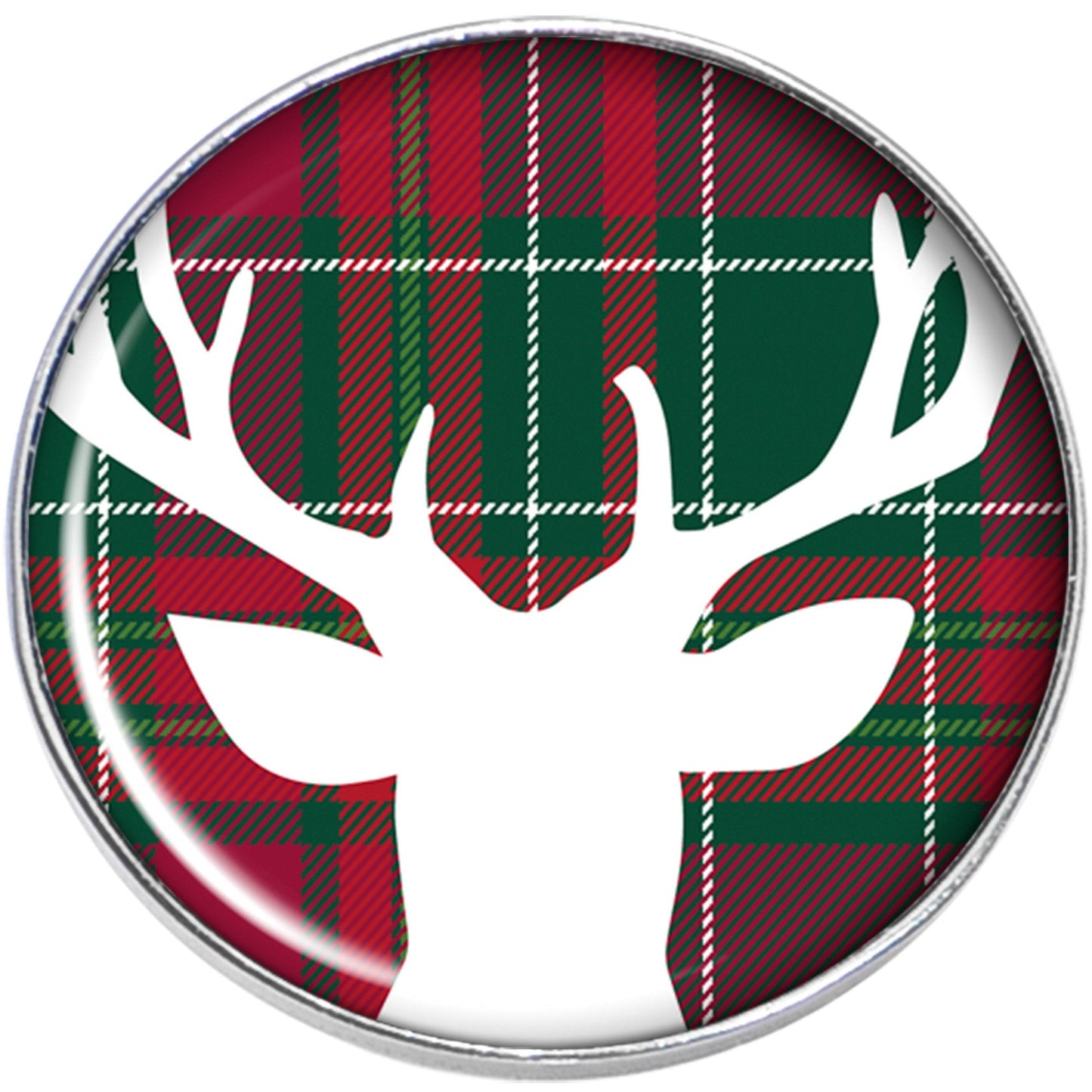 Red Green Plaid Reindeer Stud Earrings