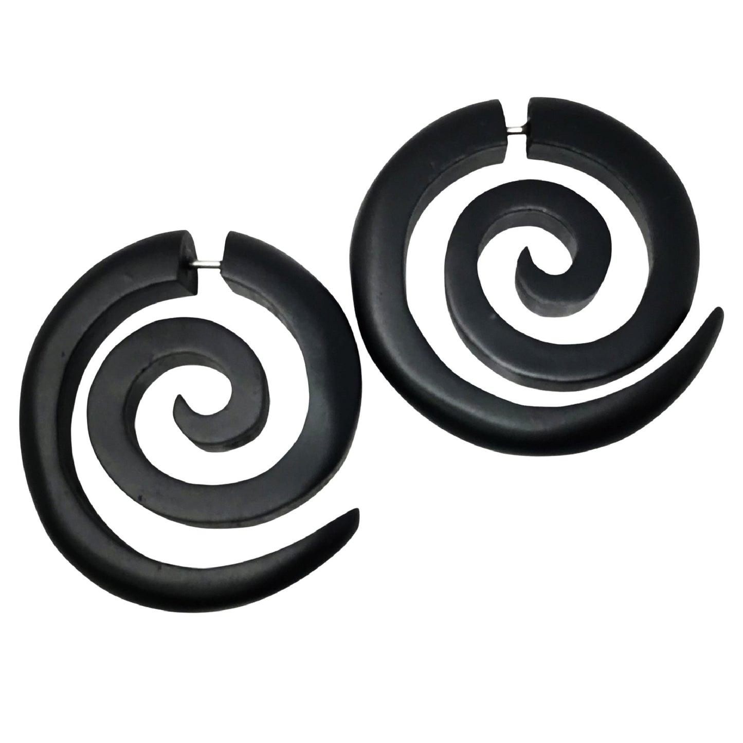 Wooden Big spiral earring brown or black wood