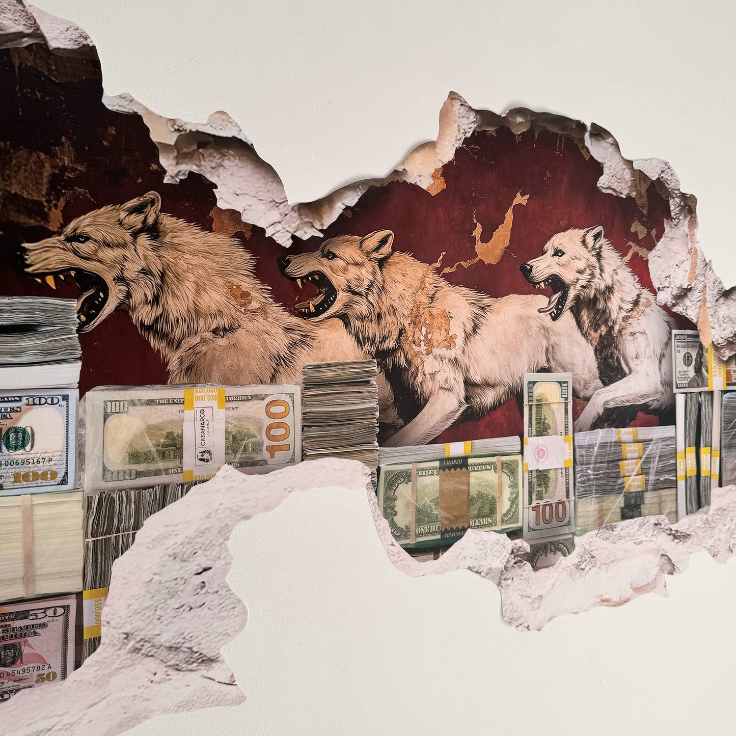 White Wolf Hustle Wall Money Decal - Limited Edition