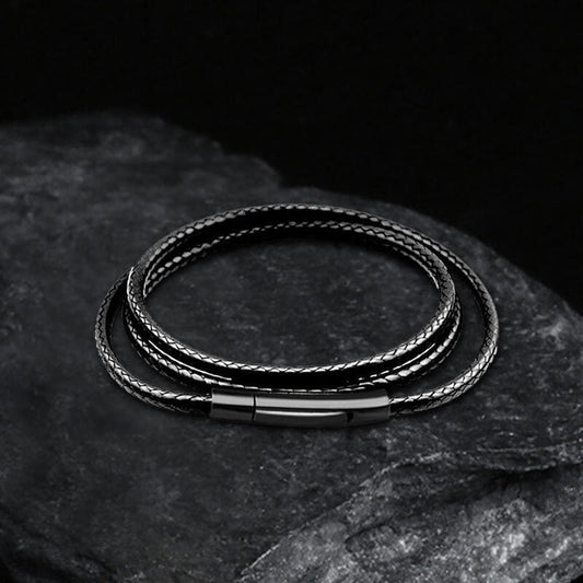 Waterproof Braided Leather Chain Necklace