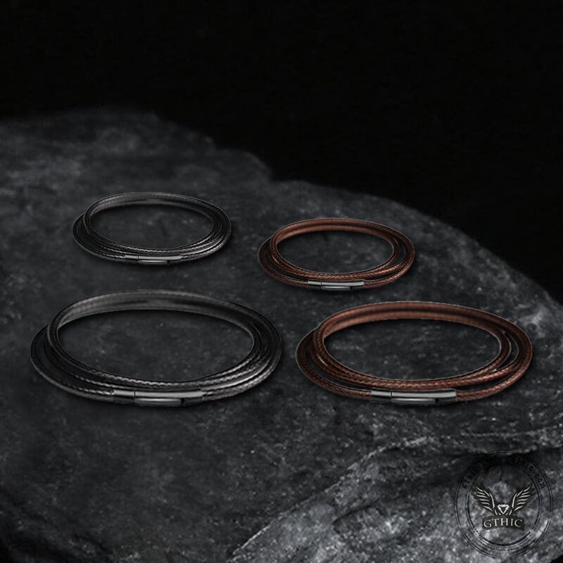 Waterproof Braided Leather Chain Necklace