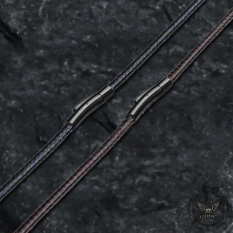 Waterproof Braided Leather Chain Necklace