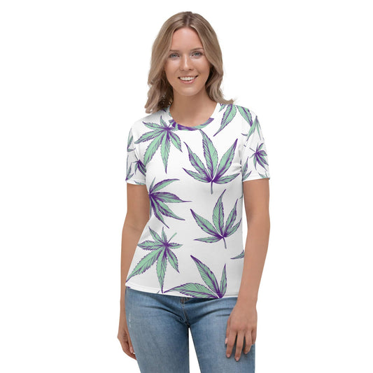 Women's Minty Cannabis Leaf T-shirt
