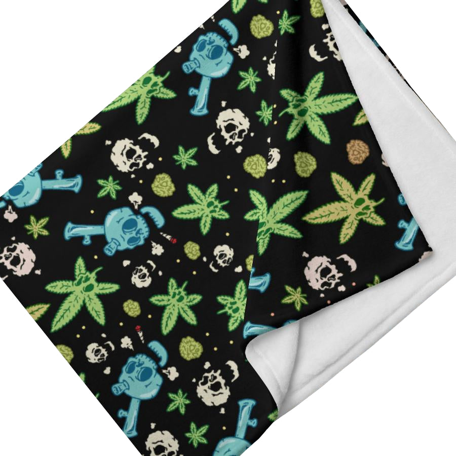 Skulls and Weed Throw Blanket