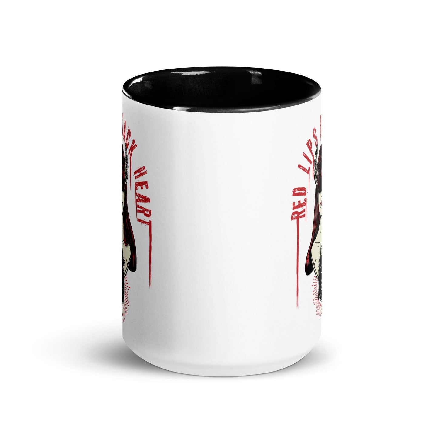 Red Lips Black Heart Mug