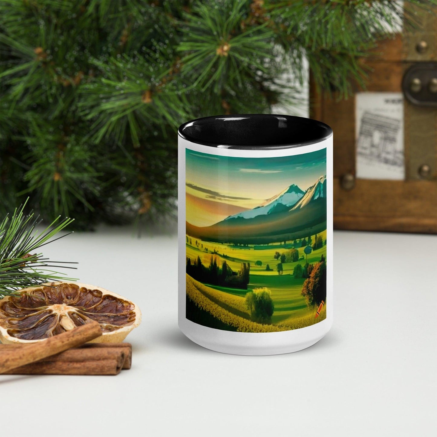 Mountain Scene Mug with Color Inside - Lizard Vigilante