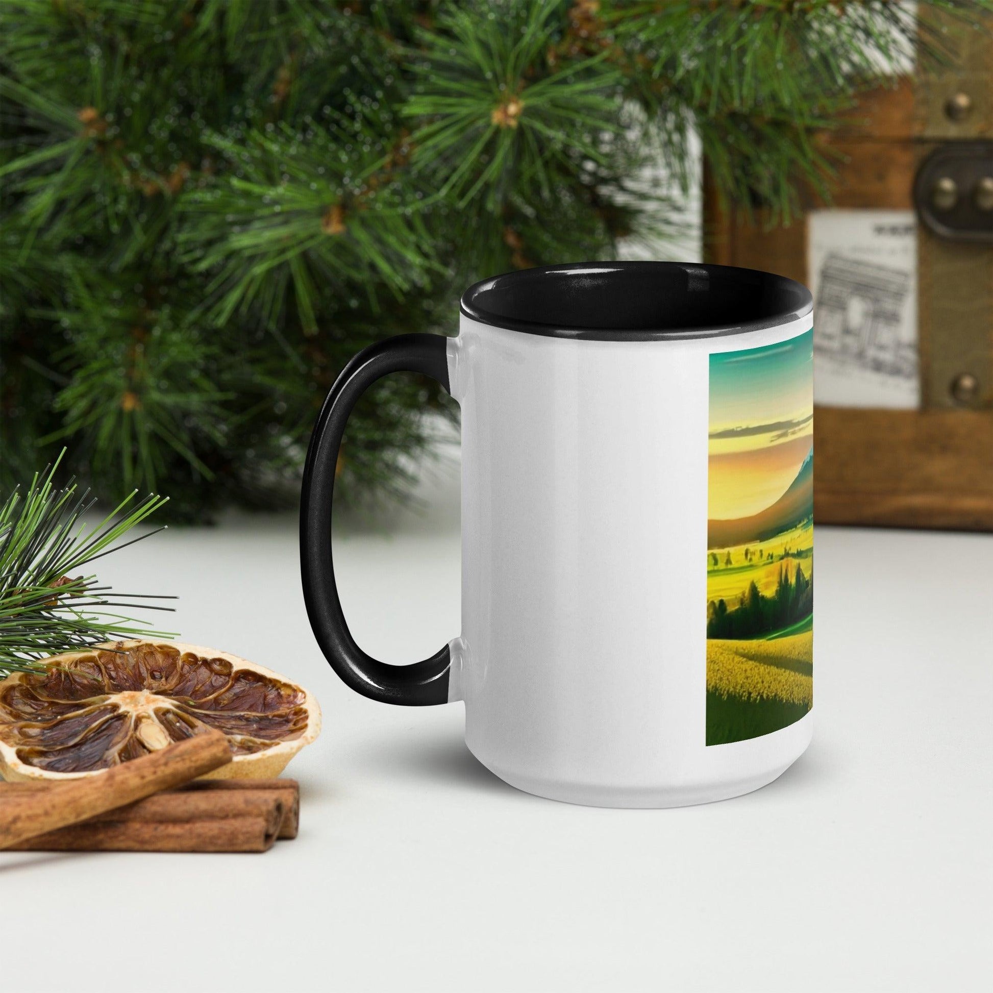 Mountain Scene Mug with Color Inside - Lizard Vigilante