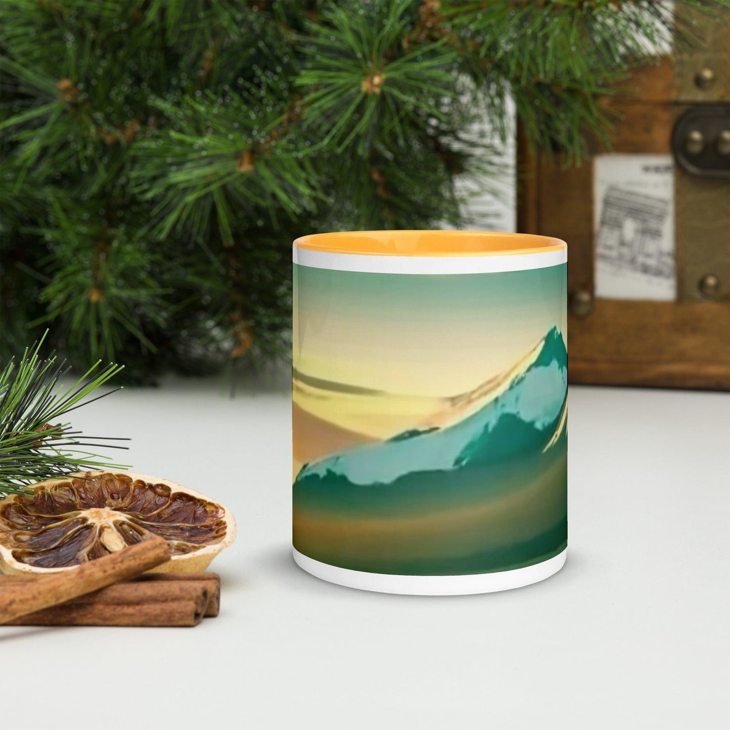 Mountain Scene Mug with Color Inside - Lizard Vigilante