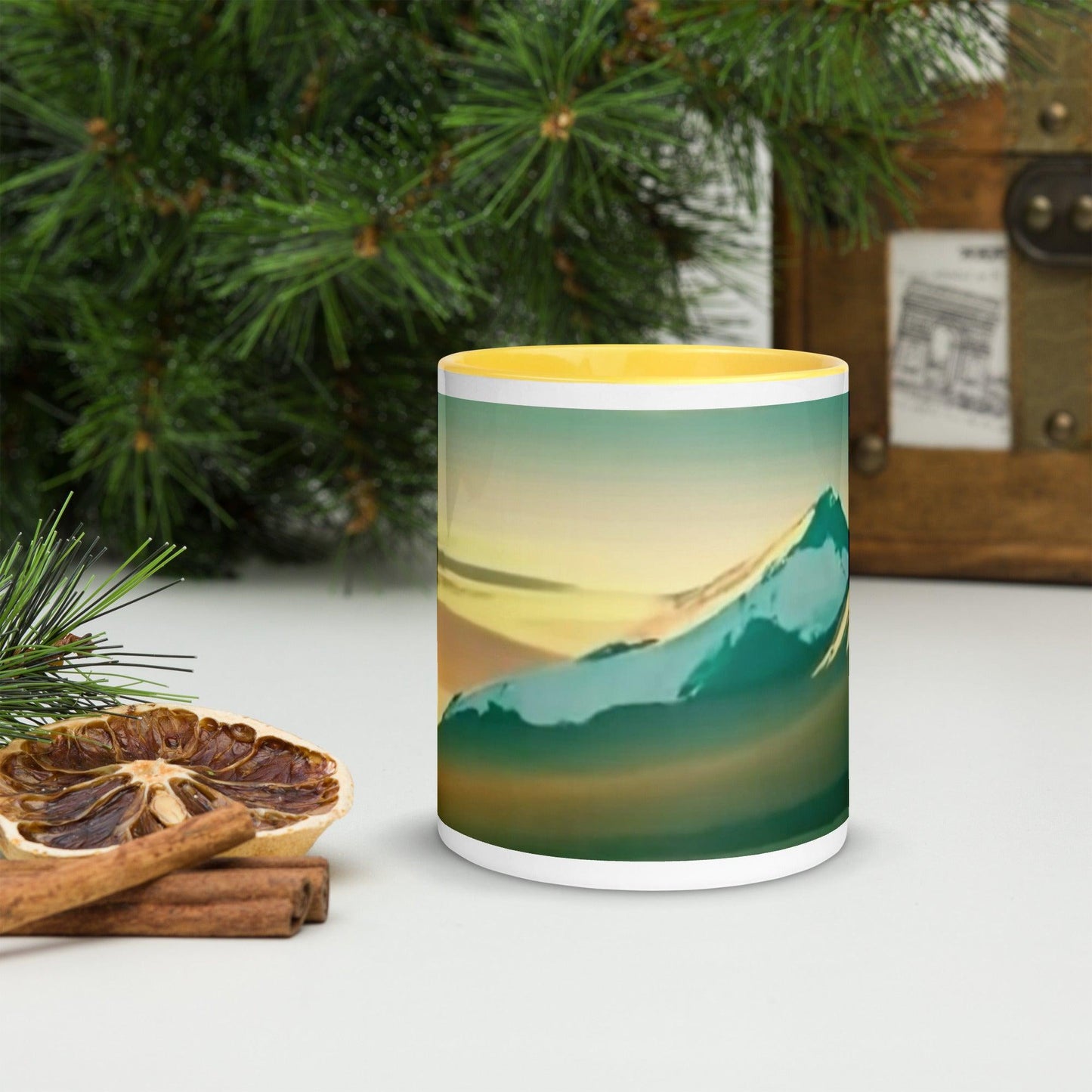 Mountain Scene Mug with Color Inside - Lizard Vigilante