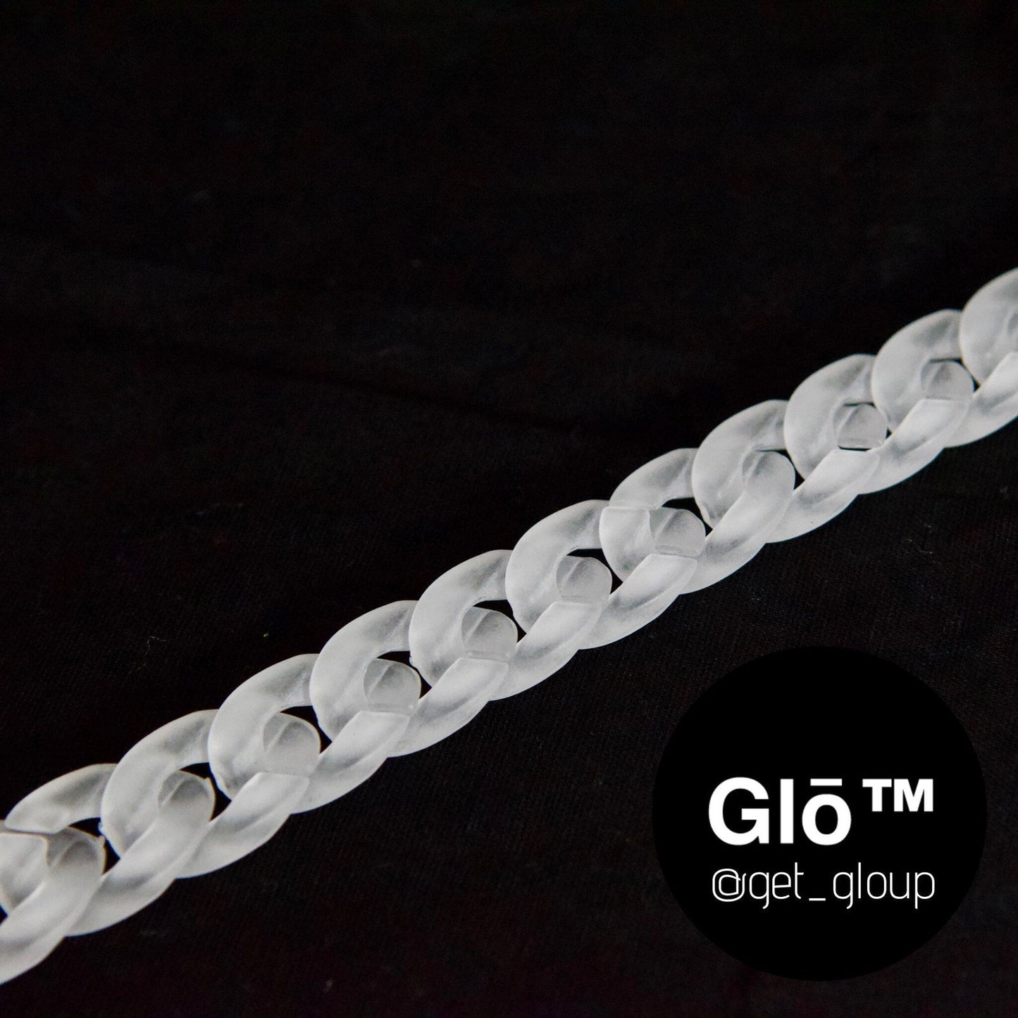 White Frosted Medium Cuban Link Bracelet. Acrylic glass Chain