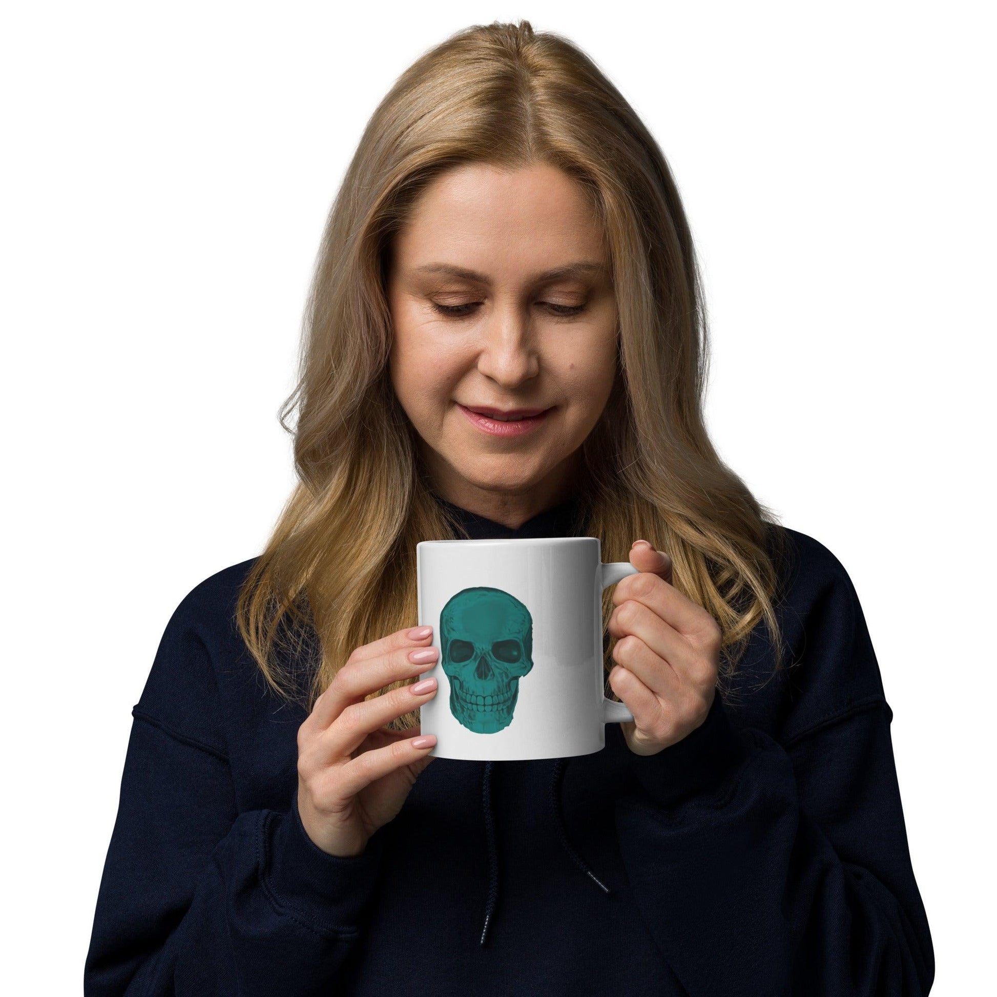 BluSkull White glossy mug - Lizard Vigilante