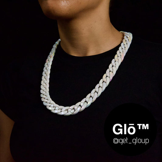 White Opal Medium Cuban Link Necklace Acrylic Glass Chain