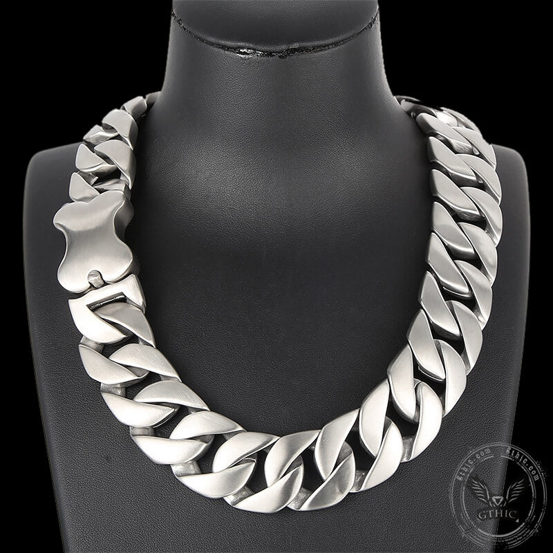 Wide Stainless Steel Cuban Link Necklace