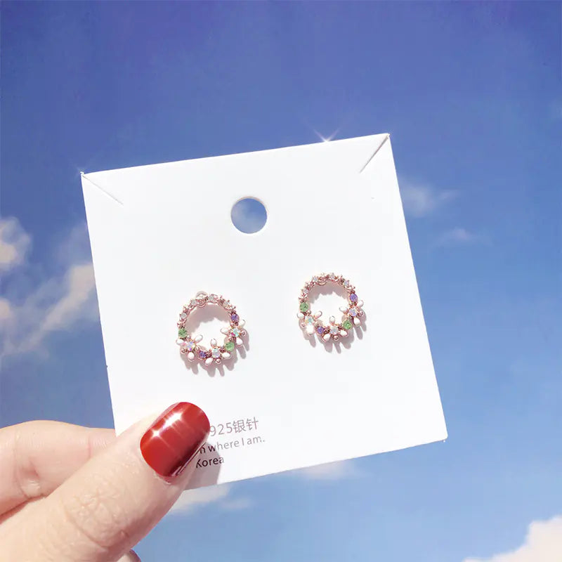 Petal Earrings, Pearl Studs, Colorful Drop Earrings