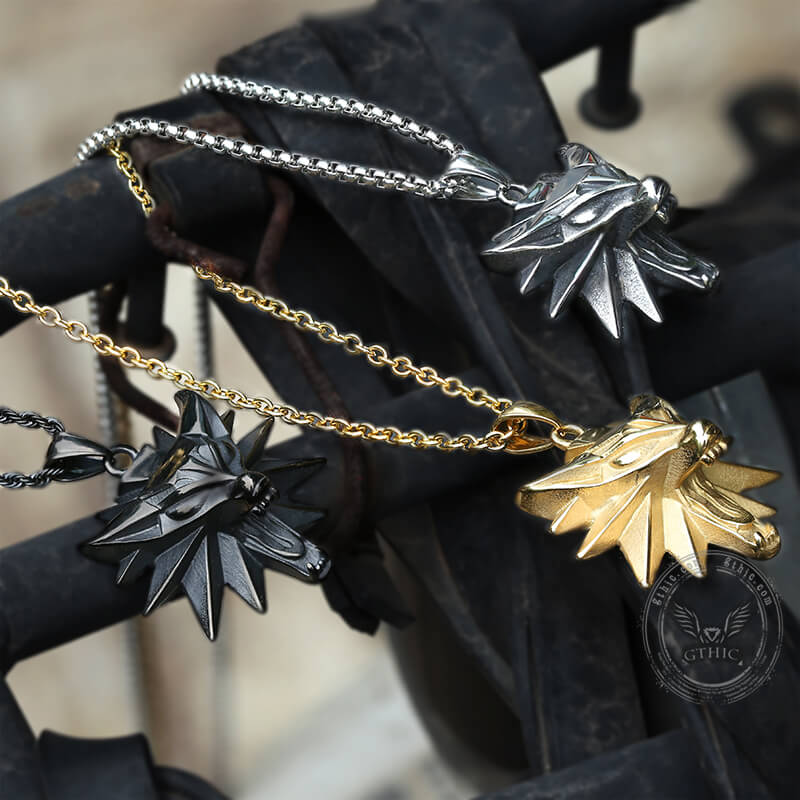 Wild Hunt Wolf Head Stainless Steel Pendant