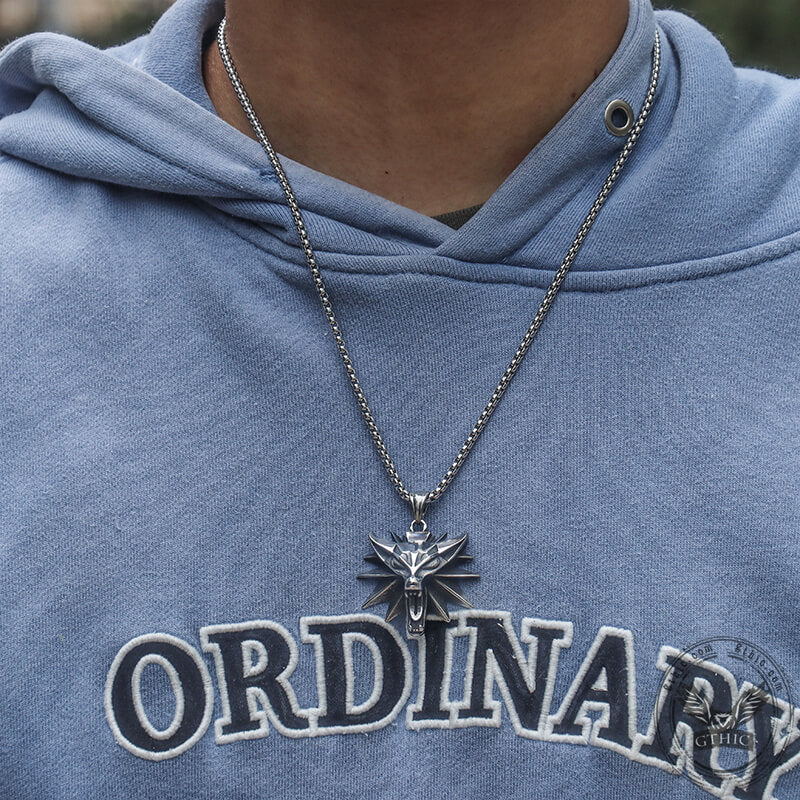 Wild Hunt Wolf Head Stainless Steel Pendant