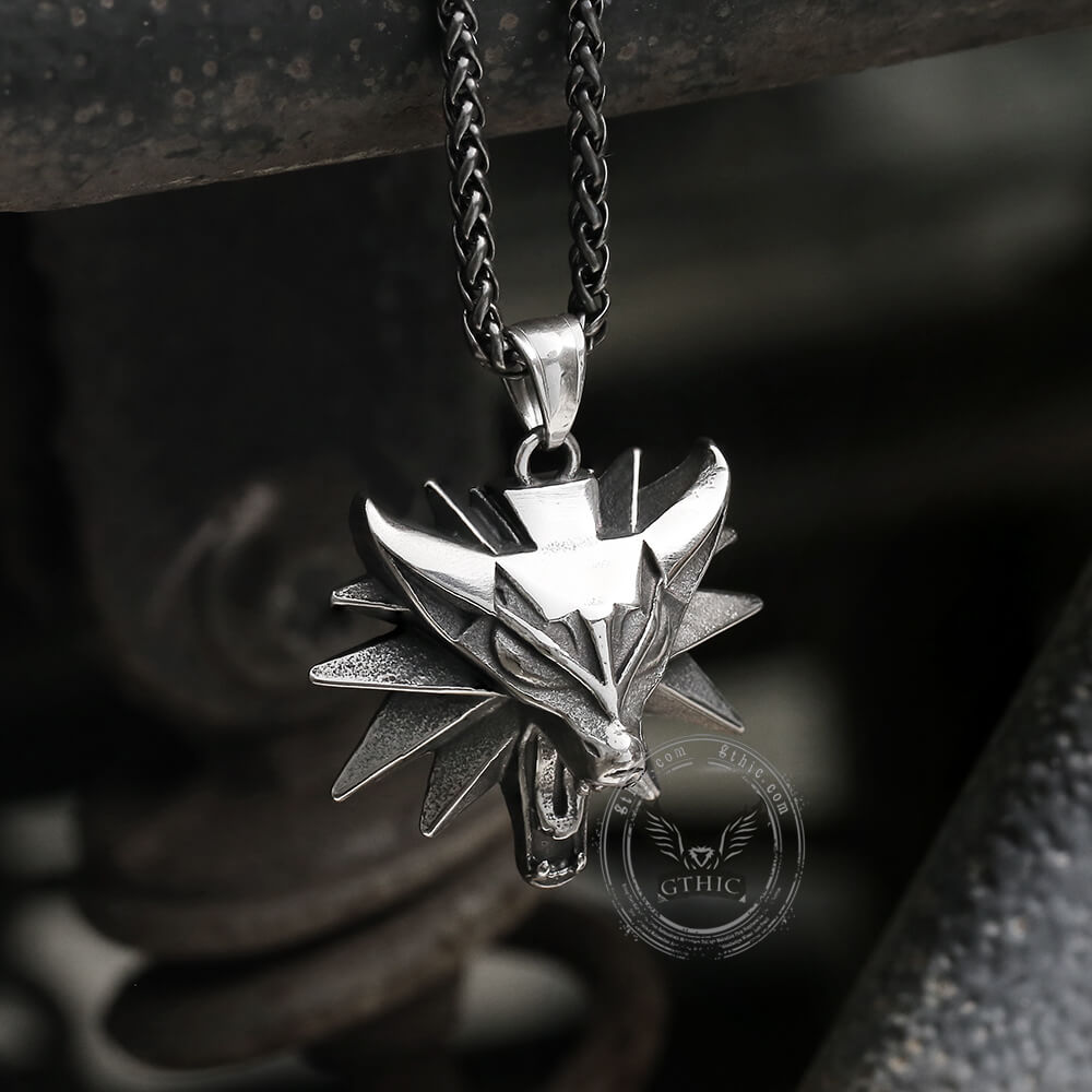 Wild Hunt Wolf Head Stainless Steel Pendant