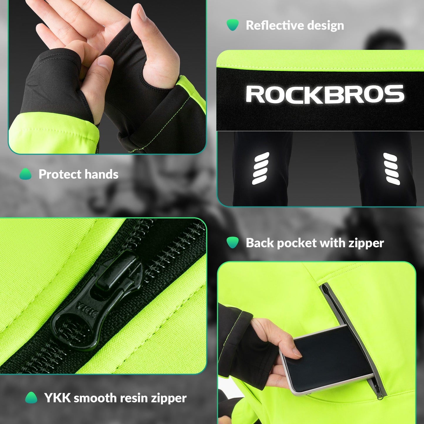 Cycling Jacket Pants Winter Suit Fluorescent Green