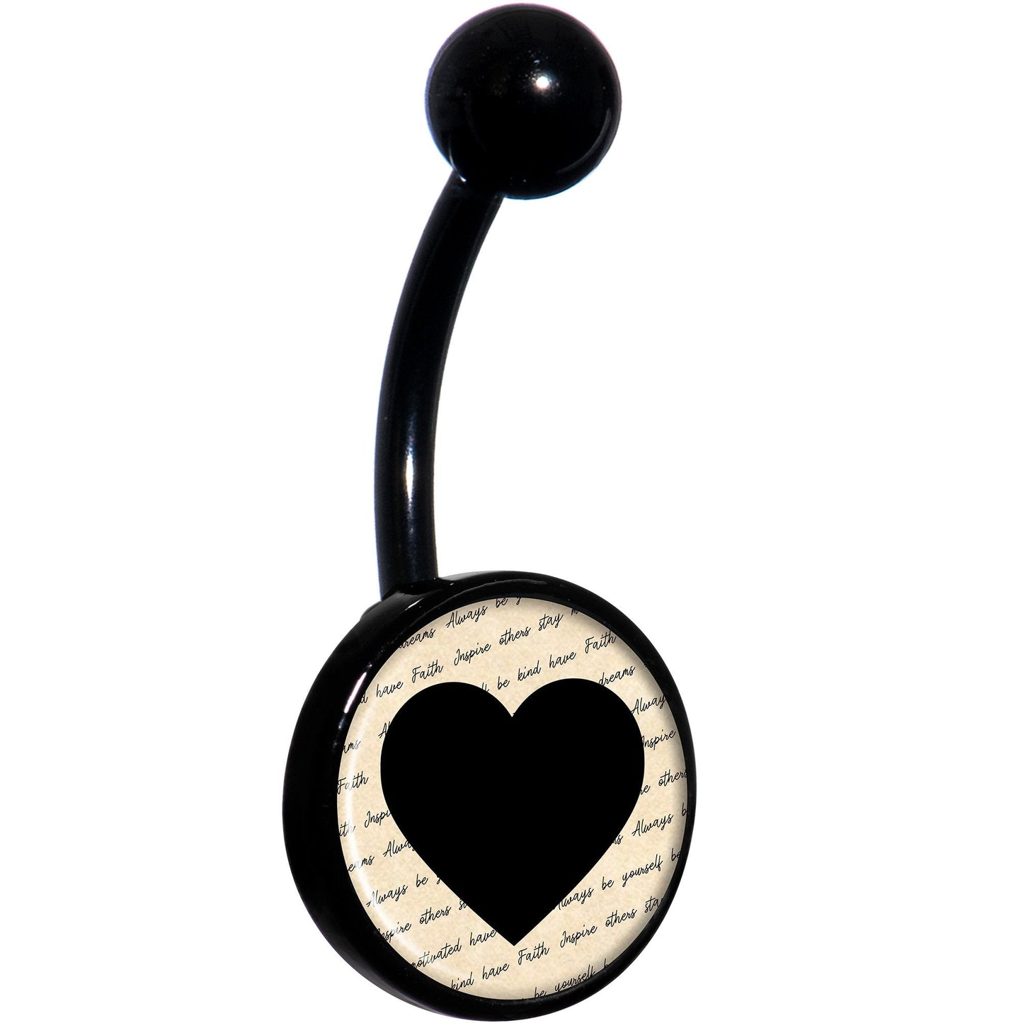 Love Letter Black Heart Black Belly Ring