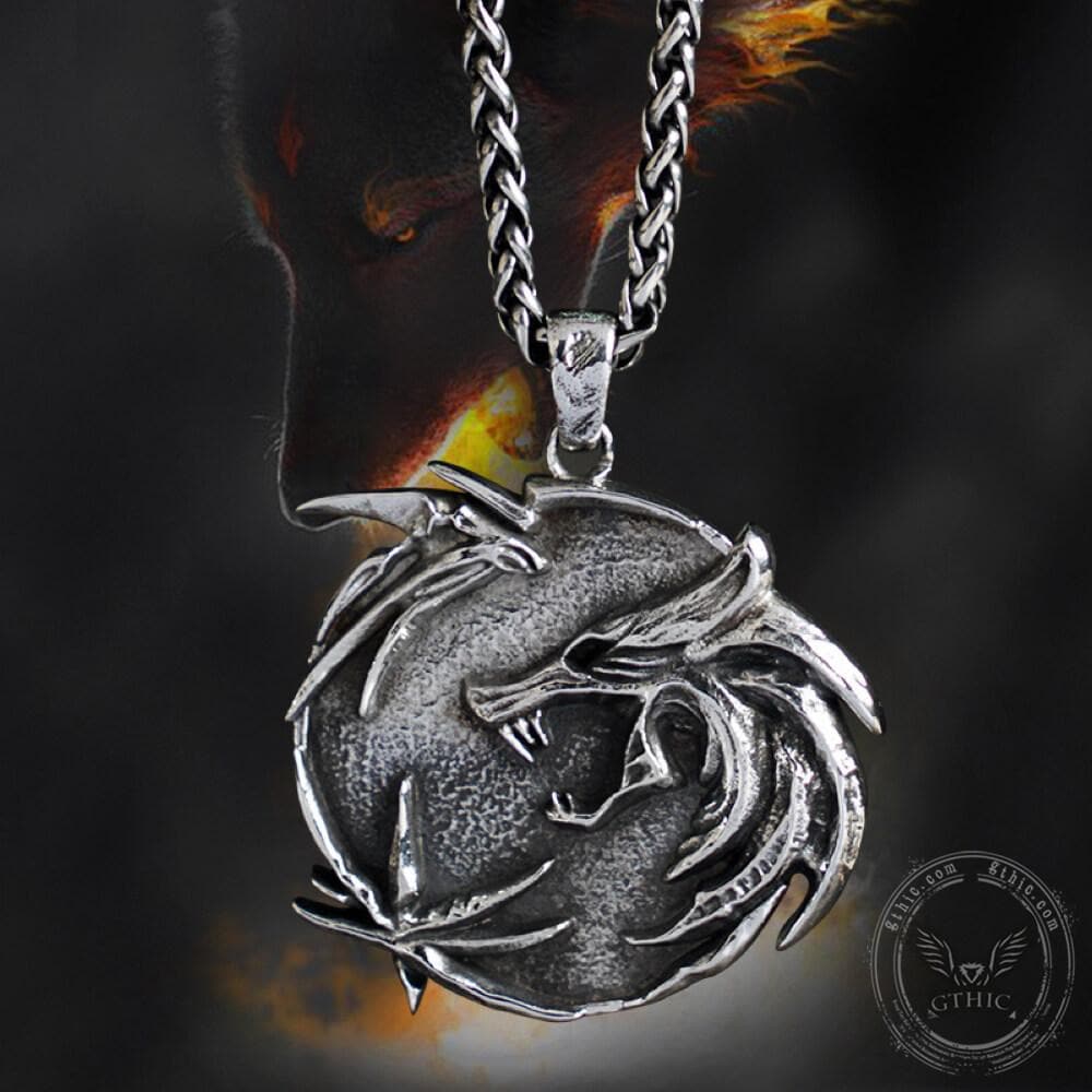 The Medallions Stainless Steel Wolf Pendant