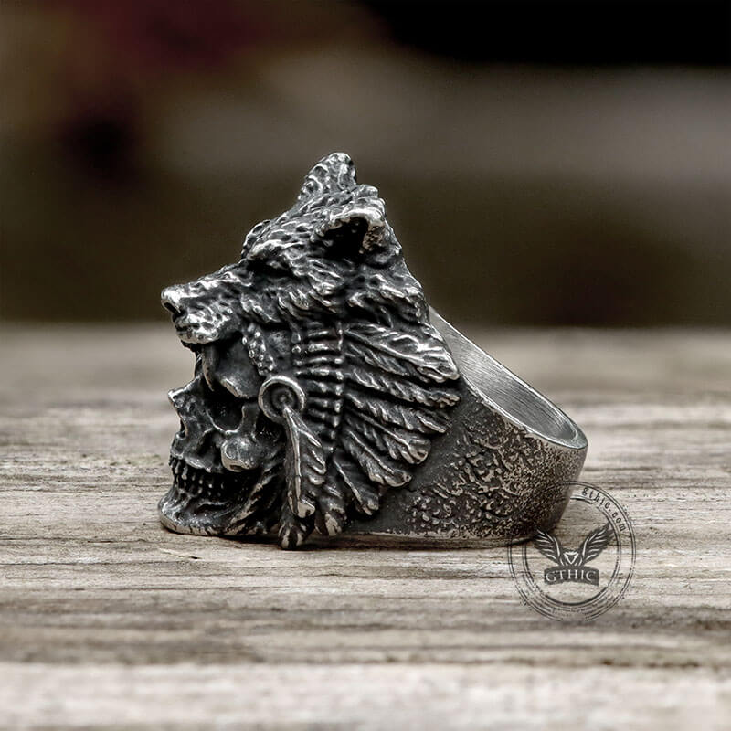 Wolf Head Stainless Steel Skull Ring