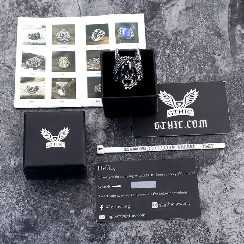 Wolf Warrior Stainless Steel Skull Ring
