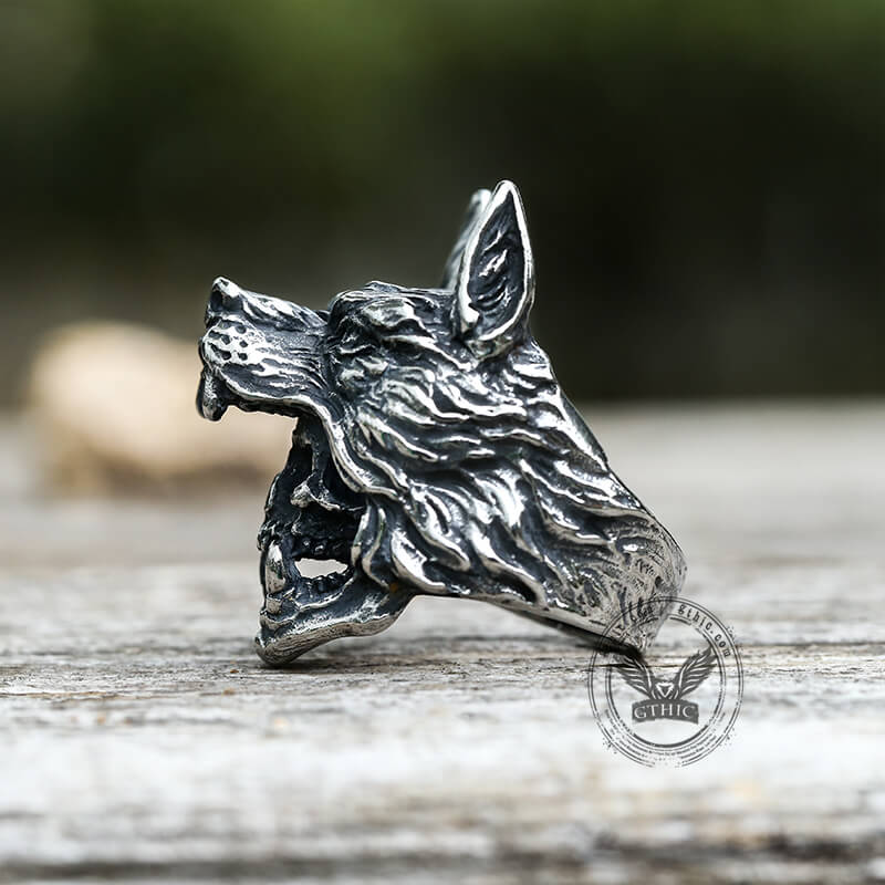 Wolf Warrior Stainless Steel Skull Ring