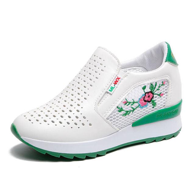 Women Comfortable Casual Shoes Summer Slip On Mixed Colors Increasing Height Sneakers Fashion High Top Hidden Heel Shoes Casual Platform Ankle Boots