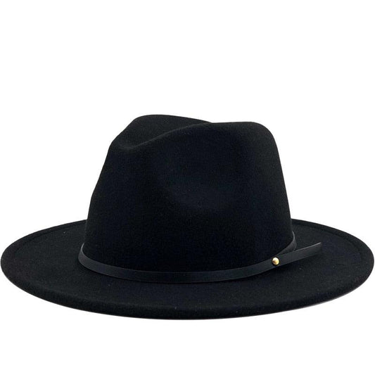 Women Men Wool Vintage Black Fedora Hat With Wide Unique Fedora Hats With Belt Buckle For Men Women Brim Gentleman Elegant Lady Winter Autumn Soft Caps