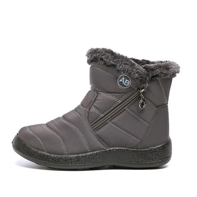 Women Snow Boots Warm Short Fur Plush Winter Ankle Boots Zip Comfort Warm Shoes Anti-Slip Fur Lined Ankle Short Boots Waterproof Slip On Outdoor Lightweight Shoes
